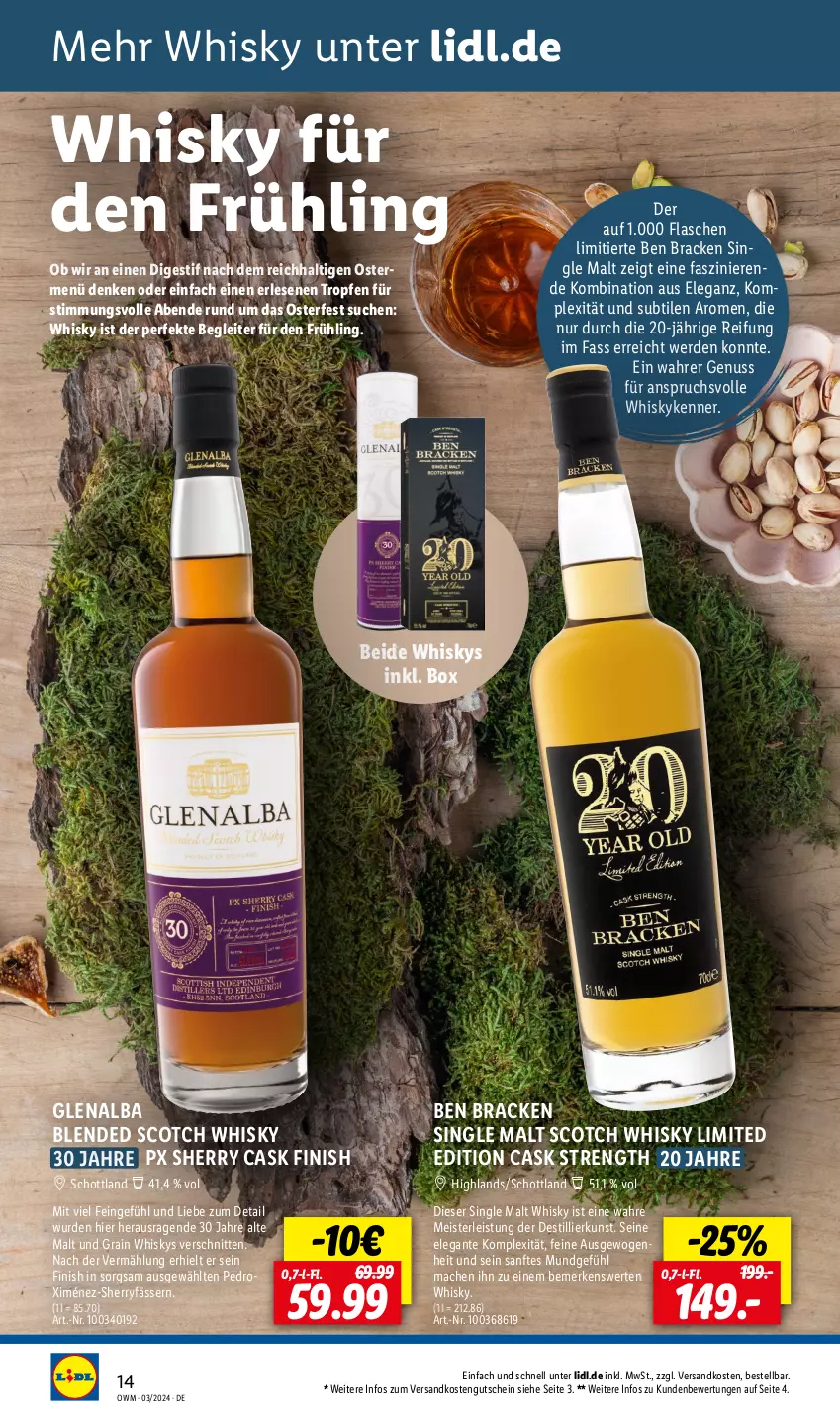 Aktueller Prospekt Lidl - Highlights in der Weinwelt - von 01.03 bis 31.03.2024 - strona 14 - produkty: blended scotch, blended scotch whisky, eis, erde, Finish, flasche, gutschein, mac, Meister, ndk, nuss, schnitten, schott, scotch, scotch whisky, single malt, Ti, whisky