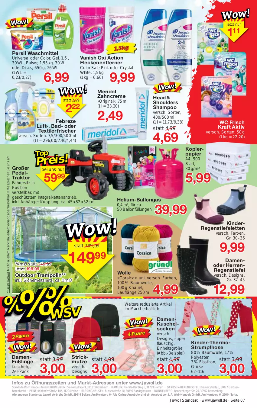 Aktueller Prospekt Jawoll - Prospekte - von 05.03 bis 11.03.2023 - strona 11 - produkty: angebot, angebote, Anhänger, auer, Bad, ball, Bau, baumwolle, Berger, creme, eis, febreze, Fleckenentferner, Füßlinge, gin, hose, Kette, Kinder, kopierpapier, kraft, Kuschelsocken, meridol, Mütze, oxi action, papier, persil, persil waschmittel, rum, shampoo, socken, Stiefeletten, Strumpfhose, Textilerfrischer, Thermostrumpfhose, Ti, Trampolin, vanish, vanish oxi action, waschmittel, wc frisch, WC Frisch Kraft Aktiv, wolle, zahncreme, ZTE