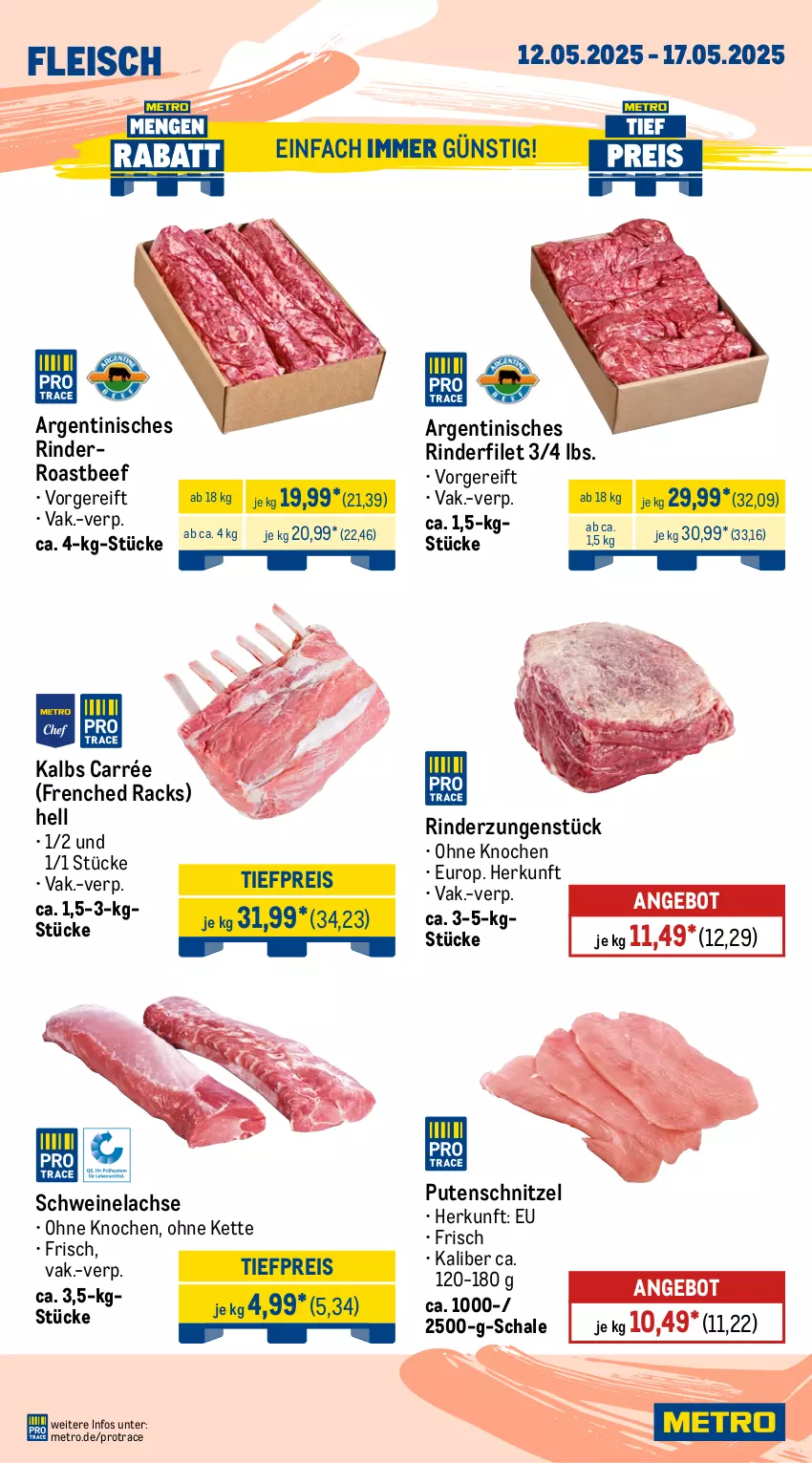 Aktueller Prospekt Metro - Wochen-Angebote Gastro - von 12.05 bis 17.05.2025 - strona 2 - produkty: angebot, beef, eis, filet, fleisch, Kette, lachs, Metro, pute, putenschnitzel, reis, rind, rinder, rinderfilet, Rinderzunge, roastbeef, Schal, Schale, schnitzel, schwein, schweine, Schweinelachs, Ti, tiefpreis, wein, weine