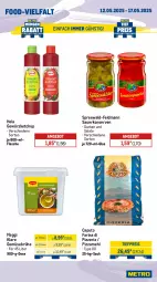 Gazetka promocyjna Metro - Wochen-Angebote Gastro - Gazetka - ważna od 17.05 do 17.05.2025 - strona 12 - produkty: angebot, auer, Brühe, Cap, eis, flasche, Gemüsebrühe, gewürz, gewürzketchup, gurke, gurken, Hela, ketchup, Konserven, maggi, mehl, pizza, Pizzamehl, reis, Ria, sac, salat, salate, spreewald-feldmann, Ti, tiefpreis