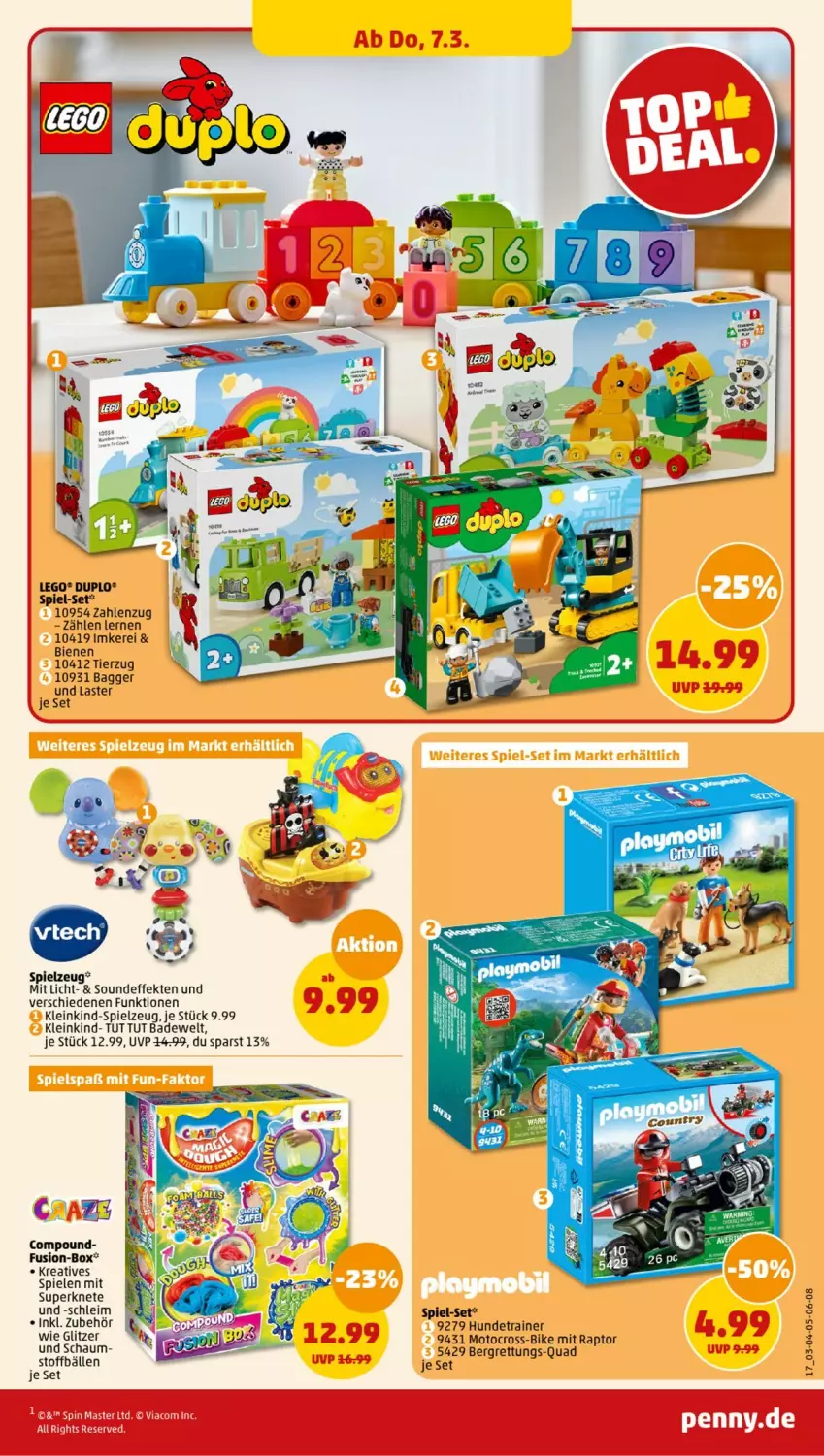 Aktueller Prospekt Penny - Prospekte - von 04.03 bis 09.03.2024 - strona 17 - produkty: Bad, duplo, LEGO®, quad, Spiele, spielzeug, Ti