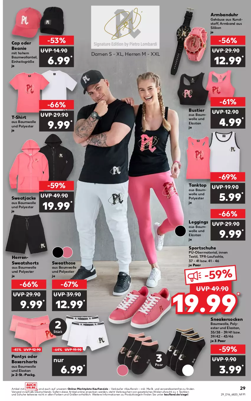 Aktueller Prospekt Kaufland - von 21.04 bis 27.04.2022 - strona 29 - produkty: Armband, Armbanduhr, Bau, baumwolle, Beanie, Cap, eis, erde, gin, hose, Jacke, leggings, ndk, panty, Rauch, Ria, schuhe, shirt, shorts, sneaker, sneakersocken, socken, Sport, sportschuhe, Stier, Sweathose, sweatjacke, sweatshorts, T-Shirt, tanktop, Ti, uhr, versandkostenfrei, wolle