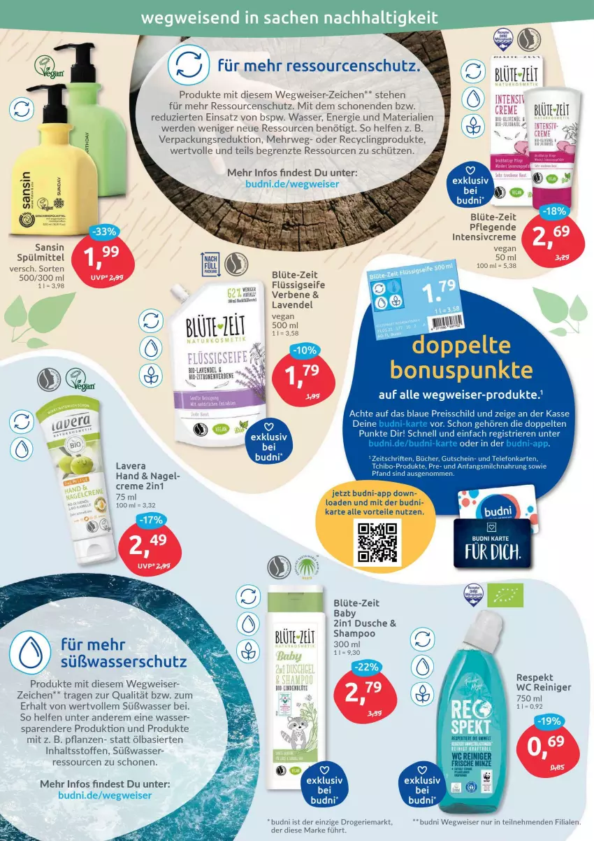 Aktueller Prospekt Budni - Prospekte - von 21.03 bis 26.03.2022 - strona 8 - produkty: asti, Bad, bier, bio, Blüte, Clin, creme, dusche, eis, erde, flüssigseife, gutschein, lavendel, lavera, milch, minze, olive, oliven, olivenöl, pflanze, pflanzen, reiniger, reis, reiss, rezept, Ria, rwe, Schütze, Seife, shampoo, spülmittel, Tchibo, tee, telefon, Ti, wasser, ZTE