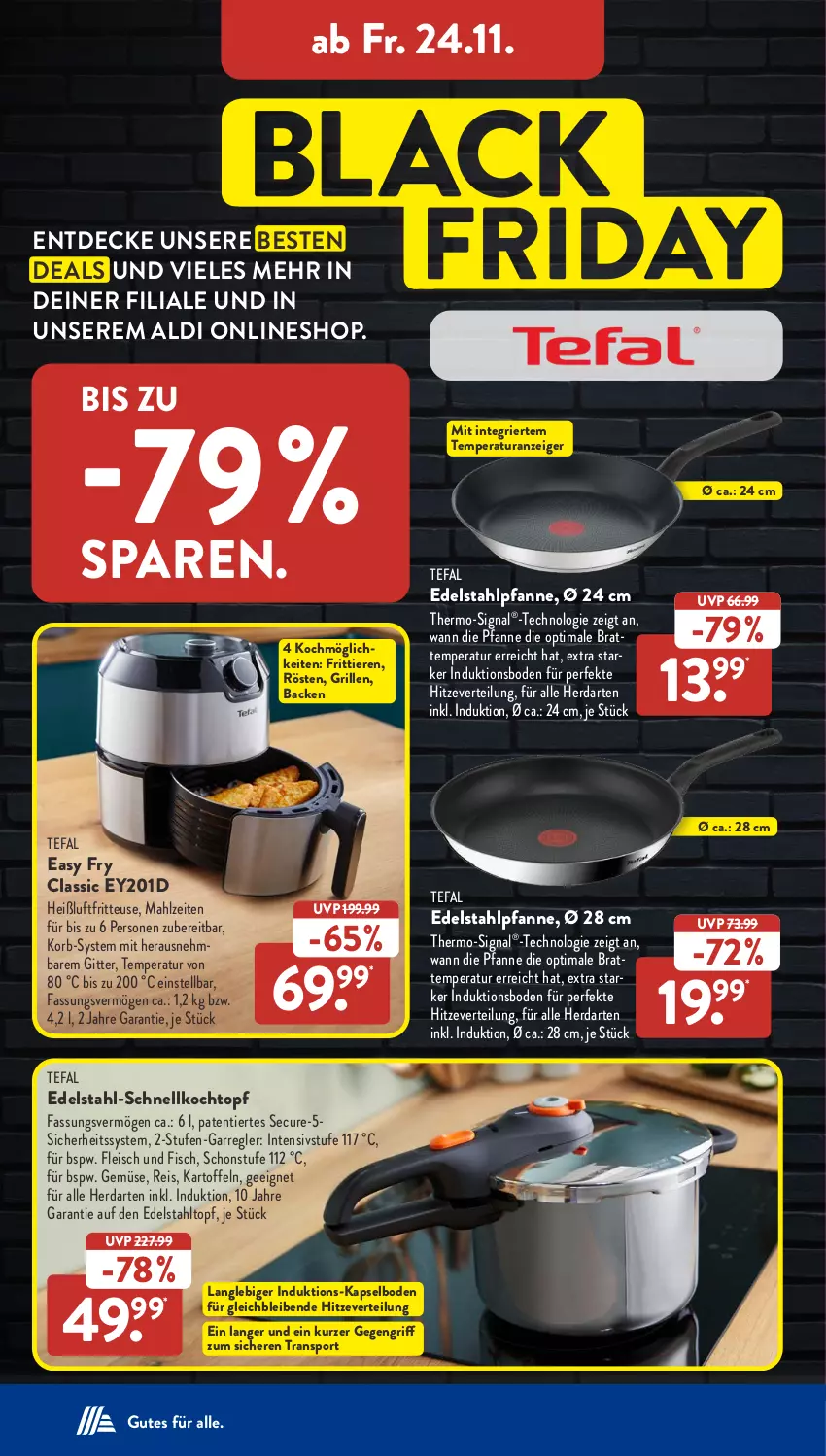 Aktueller Prospekt AldiSud - NÄCHSTE WOCHE - von 20.11 bis 25.11.2023 - strona 30 - produkty: aldi, decke, edelstahl, eis, fisch, fleisch, fritteuse, grill, Heißluftfritteuse, herdarten, kartoffel, kartoffeln, Kochtopf, korb, pfanne, reis, Schnellkochtopf, Signal, Sport, tefal, Ti, Tiere, topf