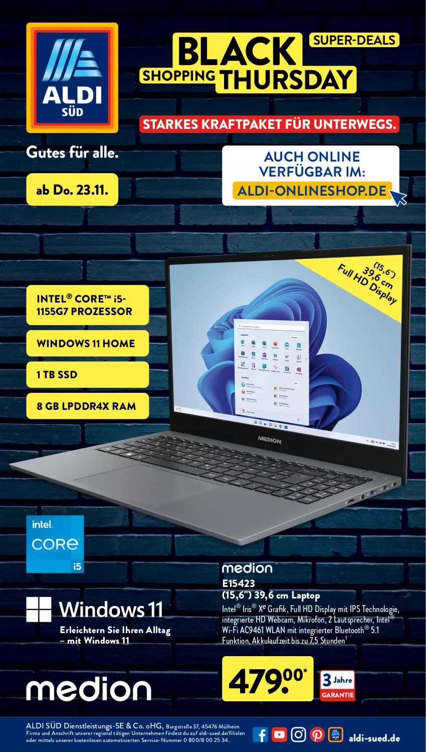 Aktueller Prospekt AldiSud - NÄCHSTE WOCHE - von 20.11 bis 25.11.2023 - strona 51 - produkty: akku, aldi, auto, eis, Intel, kraft, Laptop, lautsprecher, rwe, ssd, Ti