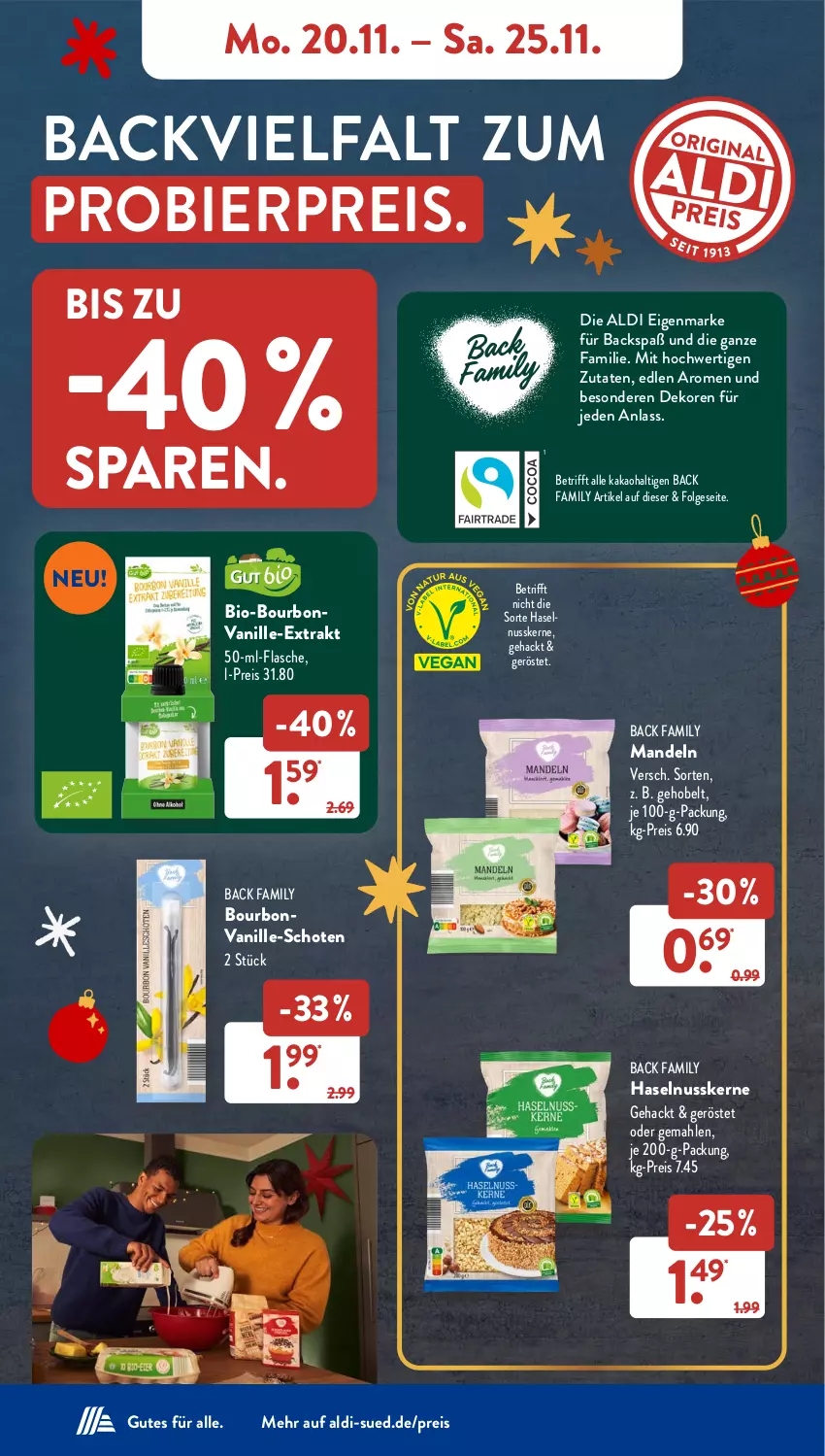 Aktueller Prospekt AldiSud - NÄCHSTE WOCHE - von 20.11 bis 25.11.2023 - strona 8 - produkty: aldi, bier, bio, bourbon, bourbonvanille, eis, flasche, haselnuss, kakao, mandel, mandeln, nuss, reis, Ti, vanille