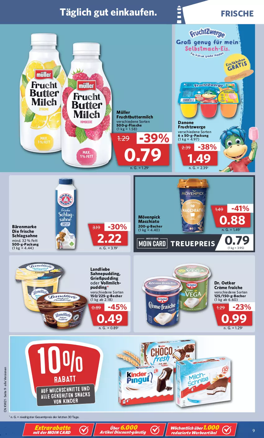 Aktueller Prospekt Combi - Prospekte - von 22.05 bis 27.05.2023 - strona 13 - produkty: ACC, bärenmarke, Becher, butter, buttermilch, chia, crème fraîche, danone, danone fruchtzwerge, discount, Dr. Oetker, eis, flasche, frucht, fruchtzwerge, Grießpudding, HP, Kinder, landliebe, leine, mac, macchiato, milch, Milchschnitte, mövenpick, Müller, pudding, reis, sahne, schlagsahne, snack, snacks, Ti, vollmilch, ZTE