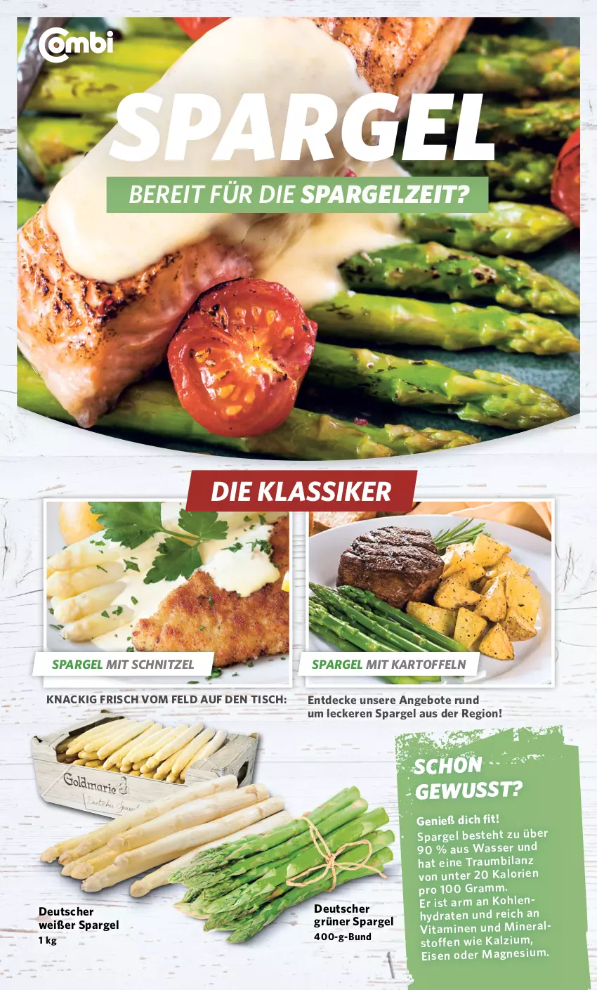 Aktueller Prospekt Combi - Prospekte - von 22.05 bis 27.05.2023 - strona 4 - produkty: angebot, angebote, decke, eis, grüner spargel, kartoffel, kartoffeln, schnitzel, spargel, Ti, tisch, vita