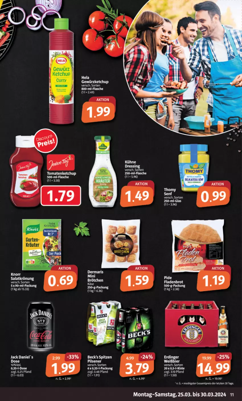 Aktueller Prospekt Markant - Prospekte - von 25.03 bis 30.03.2024 - strona 11 - produkty: aeg, brot, Fladenbrot, flasche, gewürz, gewürzketchup, ketchup, knorr, Kühne, pils, pilsener, salat, salatkrönung, Ti, tomate, tomaten, tomatenketchup