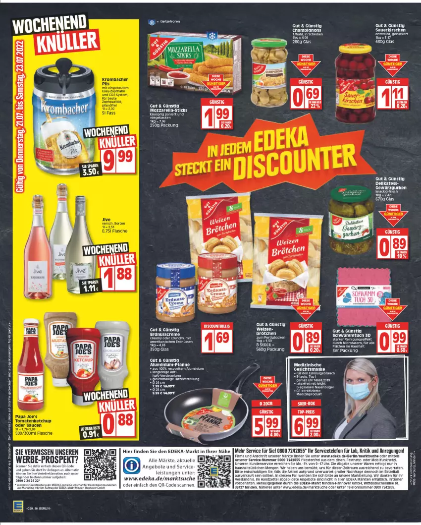 Aktueller Prospekt Edeka - Angebote der Woche - von 18.07 bis 23.07.2022 - strona 16 - produkty: angebot, angebote, auer, beere, beeren, bügel, champignon, champignons, deka, dell, eis, erdnüsse, erdnüssen, filet, geback, Gesichtsmaske, gewürz, Gewürzgurke, gewürzgurken, gurke, gurken, kirsch, kirsche, kirschen, LG, Maske, medizinprodukt, mozzarella, Rauch, rel, sauerkirschen, schwamm, Schwammtuch, telefon, Ti, tuc, uhr, zucker