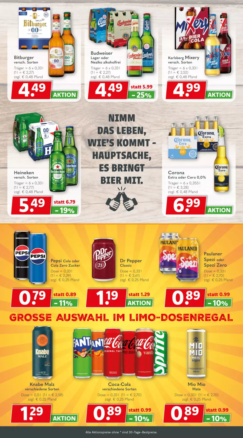 Aktueller Prospekt Getraenkeland - von 28.09 bis 10.10.2025 - strona 4 - produkty: aktionspreis, alkohol, bestpreis, bestpreise, bitburger, budweiser, burger, coca-cola, cola, corona, eis, heineken, karlsberg, karlsberg mixery, limo, malz, Mio Mio, Mixer, mixery, Paula, paulaner, pepsi, Pepsi Cola, regal, reis, sac, Spezi, Ti, zucker