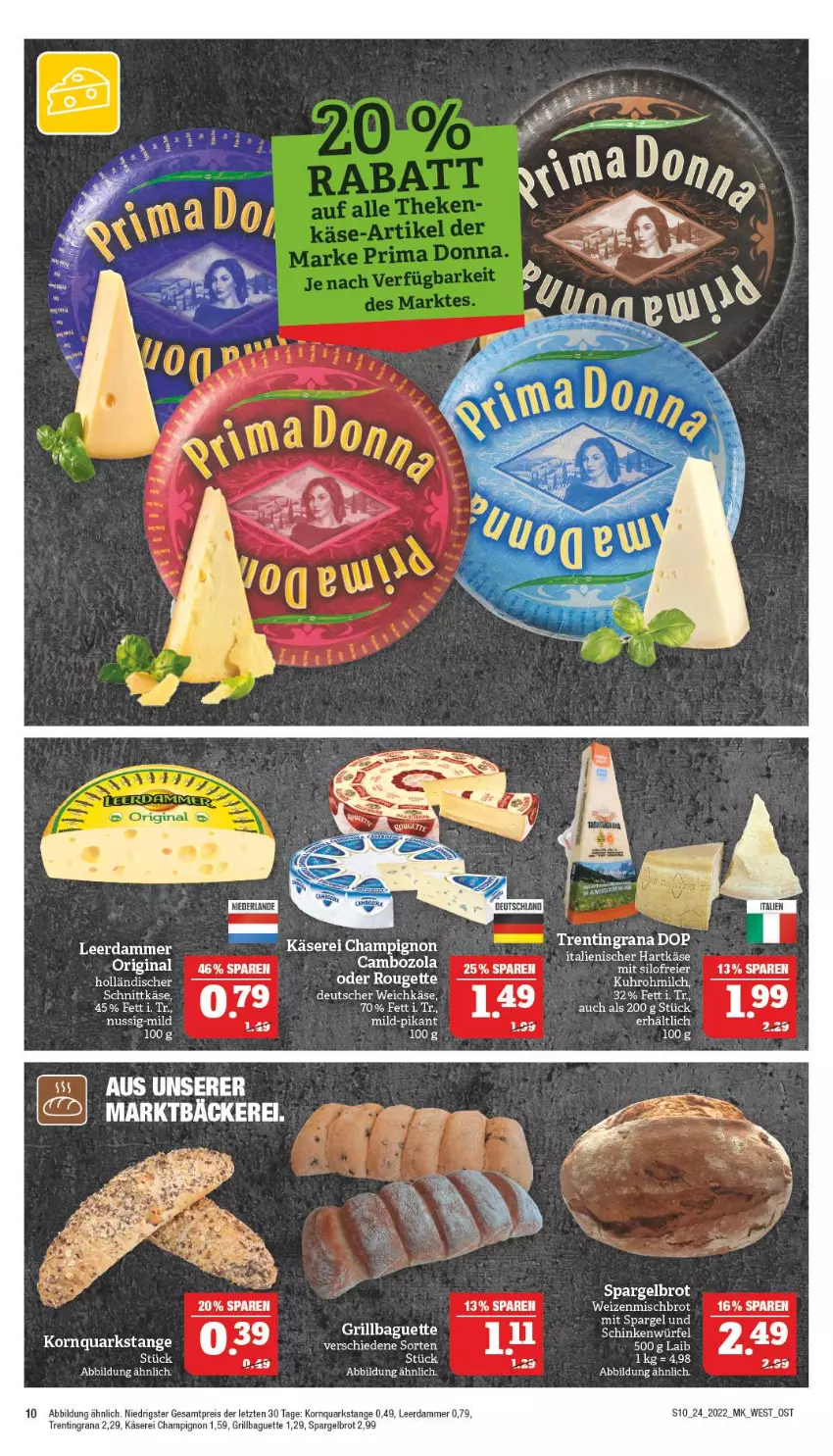 Aktueller Prospekt Marktkauf - Prospekt - von 12.06 bis 18.06.2022 - strona 10 - produkty: baguette, brot, champignon, deutscher weichkäse, eier, eis, gin, grana, grill, hartkäse, italienischer hartkäse, Käse, korn, leerdammer, nuss, quark, Rana, reis, rouge, rougette, schnittkäse, spargel, Ti, weichkäse, ZTE