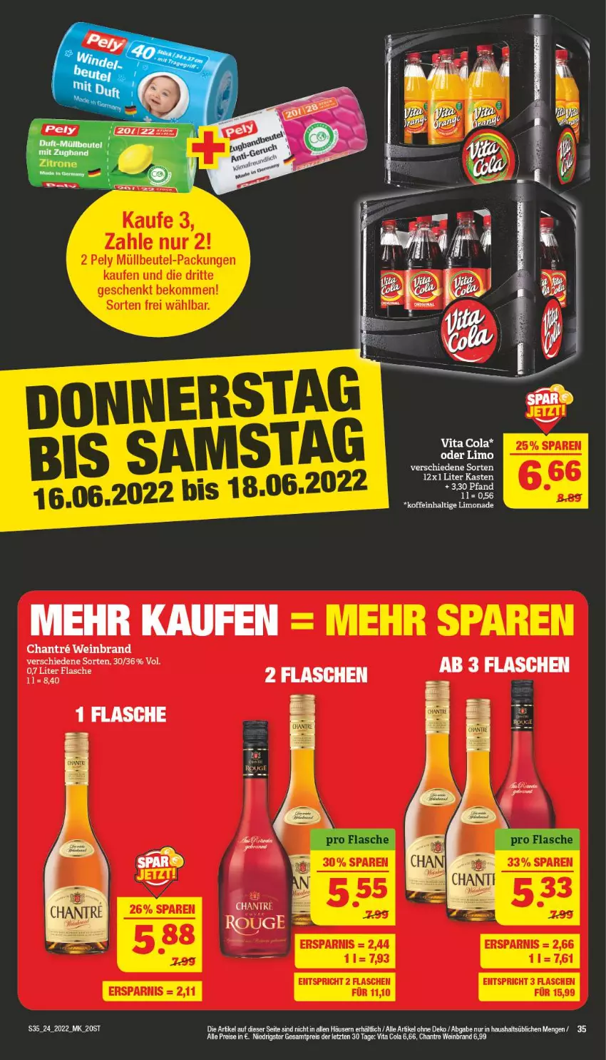 Aktueller Prospekt Marktkauf - Prospekt - von 12.06 bis 18.06.2022 - strona 35 - produkty: cola, eis, flasche, limo, limonade, reis, Ti, vita, Vita C, wein, weinbrand, ZTE