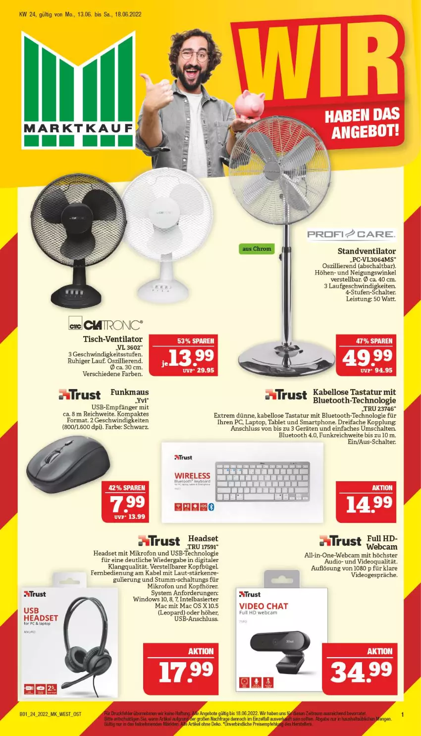 Aktueller Prospekt Marktkauf - Prospekt - von 12.06 bis 18.06.2022 - strona 37 - produkty: angebot, angebote, bügel, deo, eis, fernbedienung, gsw, Headset, Intel, kopfhörer, Laptop, mac, Maus, reis, rel, Schal, smartphone, standventilator, tablet, tasse, Tastatur, Ti, tisch, usb, ventilator