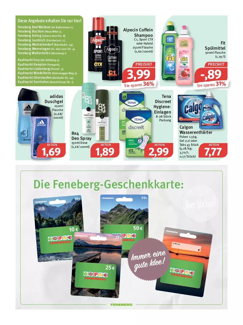 Aktueller Prospekt Feneberg - Prospekte - von 27.05 bis 28.05.2022 - strona 15 - produkty: Adidas, alpecin, angebot, angebote, auer, Bad, ball, buch, calgon, chloe, cin, coffein, deo, deo spray, Diesel, Discreet, duschgel, Egger, eis, emmi, flasche, LG, Ofen, reis, shampoo, Sport, spülmittel, Ti, wasser, wasserenthärter