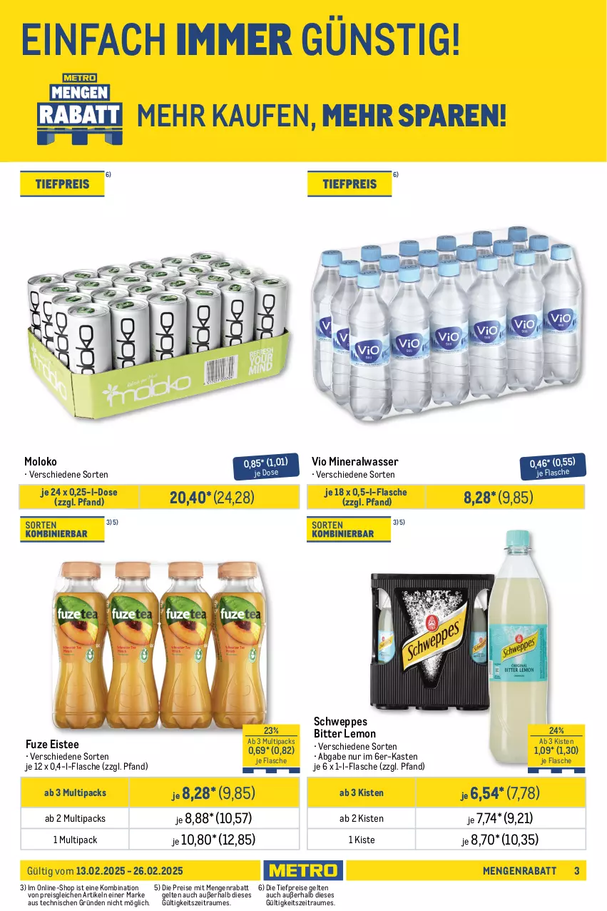 Aktueller Prospekt Metro - GastroJournal - von 13.02 bis 26.02.2025 - strona 3 - produkty: Alwa, auer, beutel, bitter lemon, blattspinat, burger, coca-cola, cola, eis, eistee, flasche, hot dog, Metro, mineralwasser, reis, sauce, saucen, schweppes, soja, spinat, tee, Ti, tiefpreis, wasser