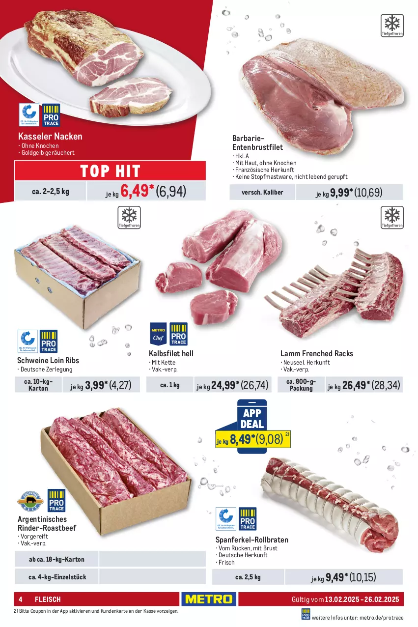 Aktueller Prospekt Metro - GastroJournal - von 13.02 bis 26.02.2025 - strona 4 - produkty: beef, braten, brustfilet, bsf, coupon, eis, ente, Entenbrust, filet, fleisch, kasseler, Kette, lamm, Metro, rind, rinder, roastbeef, rollbraten, schwein, schweine, Ti, topf, wein, weine