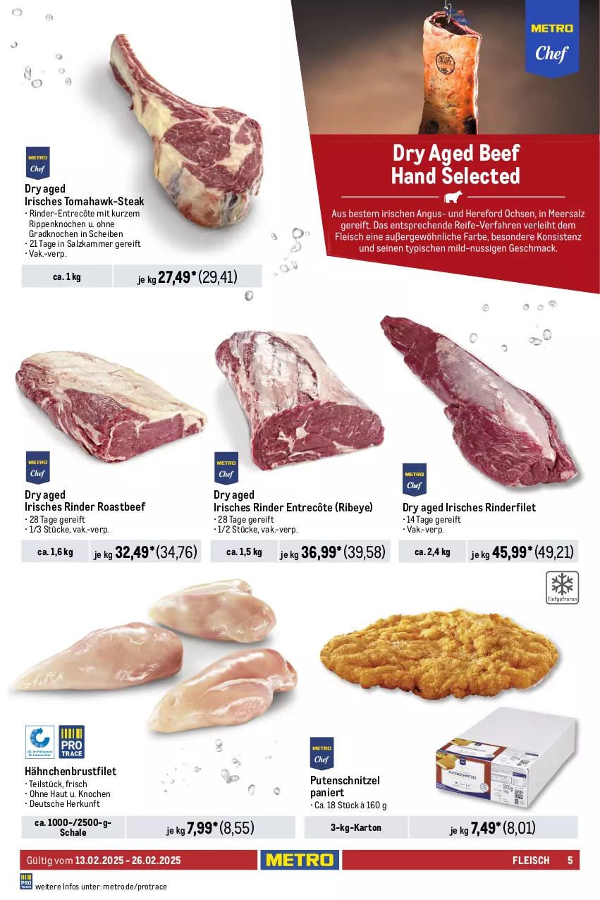 Aktueller Prospekt Metro - GastroJournal - von 13.02 bis 26.02.2025 - strona 5 - produkty: beef, braten, brustfilet, bsf, coupon, eis, elle, ente, Entenbrust, entrecôte, filet, fleisch, hähnchenbrust, hähnchenbrustfilet, kasseler, Kette, lamm, Metro, pute, putenschnitzel, reis, rind, rinder, rinderfilet, Rippen, roastbeef, rollbraten, salz, Schal, Schale, schnitzel, schwein, schweine, steak, Ti, topf, wein, weine