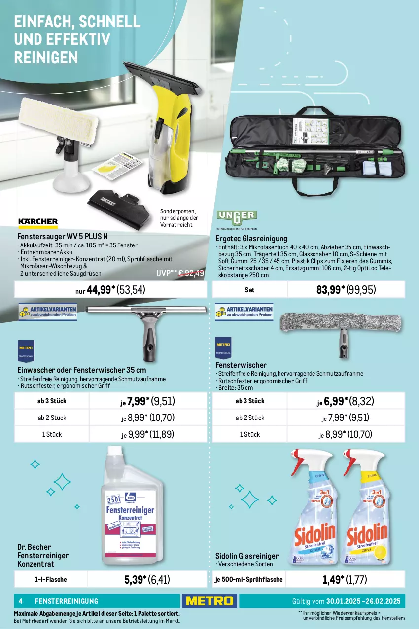 Aktueller Prospekt Metro - Frühjahrsputz - von 30.01 bis 26.02.2025 - strona 4 - produkty: akku, asti, auto, Bad, Becher, biff, bio, Brei, bürste, danklorix, decke, Deckel, eis, elle, fenster, fenstersauger, flasche, Glasreiniger, handschuhe, Kalkreiniger, LG, mikrofaser, Palette, power-gel, reifen, reiniger, Reinigung, reis, ring, schuhe, sidolin, sonderposten, sprühflasche, Teleskop, teller, Ti, tuc, WC-Bürste, wc-sitz