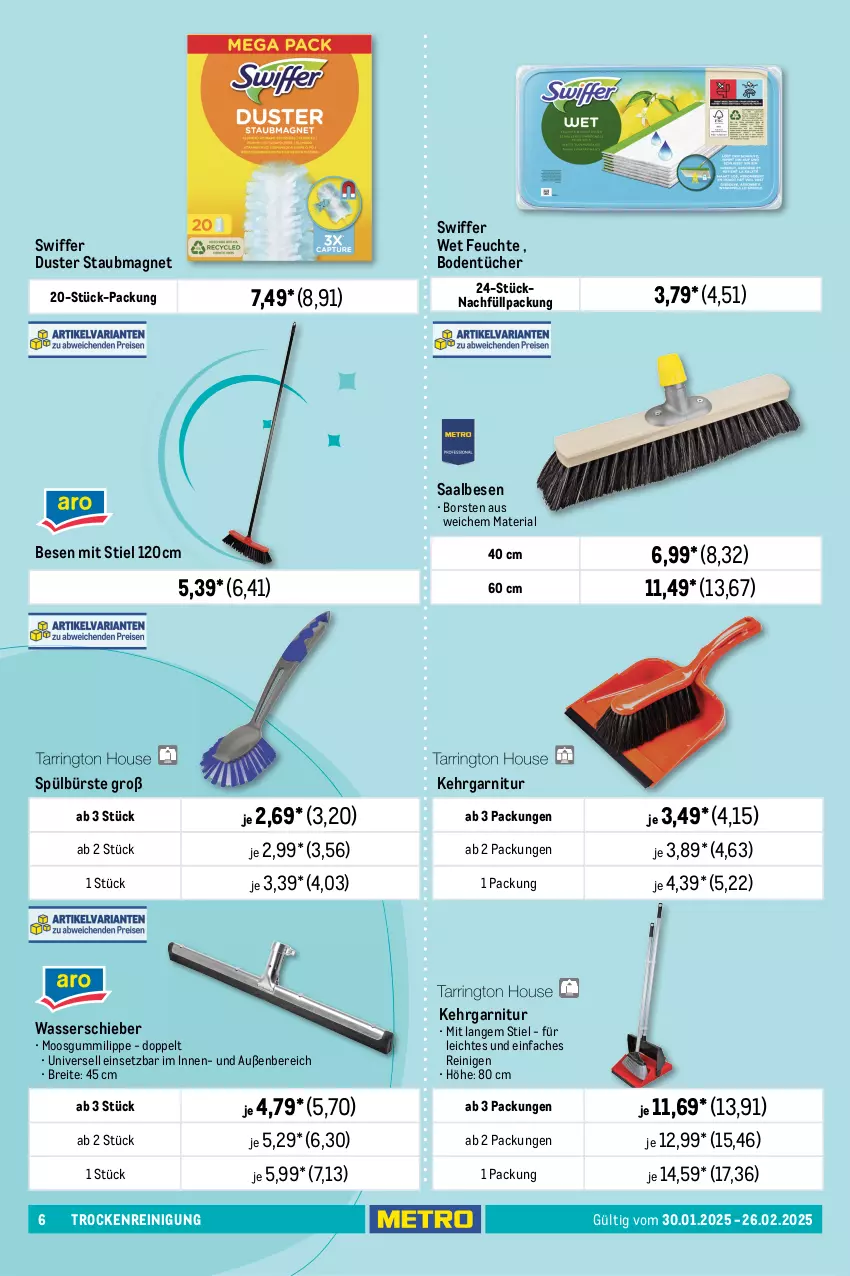 Aktueller Prospekt Metro - Frühjahrsputz - von 30.01 bis 26.02.2025 - strona 6 - produkty: allzweckreiniger, Bodentücher, Brei, bürste, eis, elle, emsa, flasche, garnitur, Kehrgarnitur, Meister, meister proper, Palette, reiniger, Reinigung, reis, Ria, staubmagnet, swiffer, Ti, tiefpreis, tücher, wasser, weck, ZTE