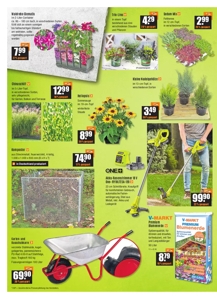 Aktueller Prospekt Vmarkt - V-Baumarkt - von 18.08 bis 24.08.2022 - strona 2 - produkty: akku, auto, Bau, blume, blumen, blumenerde, Brei, Container, dünger, eis, elle, erde, Garten, knauf, Komposter, kraft, Kugel, ladegerät, leine, LG, pflanze, pflanzen, rasen, Rauch, reis, spitzenqualität, stauden, teller, Ti, tisch, topf