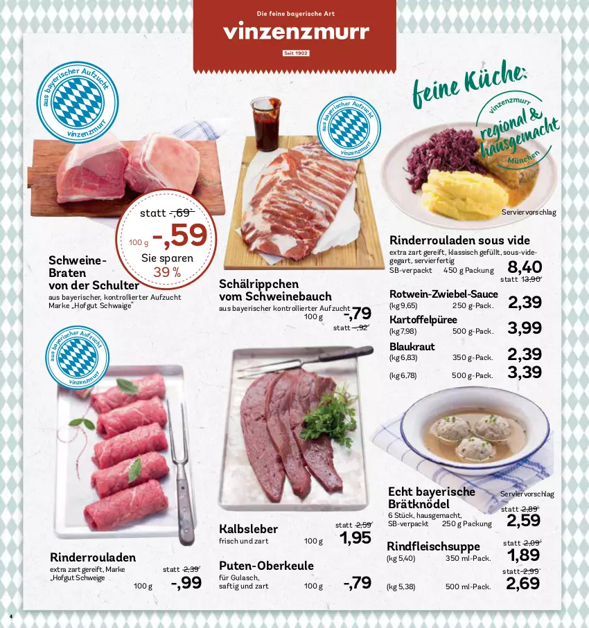 Aktueller Prospekt Aez - Prospekte - von 30.10 bis 04.11.2023 - strona 4 - produkty: Bau, braten, eis, fleisch, gulasch, hofgut, Kalbsleber, kartoffel, Kartoffelpüree, Knödel, Kraut, mac, püree, pute, rind, rinder, Rinderroulade, rinderrouladen, rindfleisch, rotwein, rouladen, saft, sauce, schwein, schweine, Schweinebauch, schweinebraten, suppe, Ti, trolli, wein, weine, zwiebel