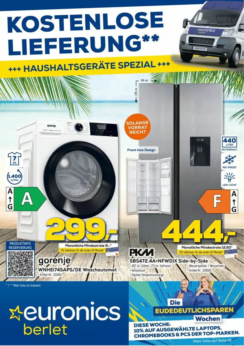 Aktueller Prospekt Euronics - Prospekte - von 05.07 bis 12.07.2023 - strona 1 - produkty: auto, Bau, Haushaltsgeräte, kompressor, Laptop, Spezi, Ti, wasser, wassertank, Yo