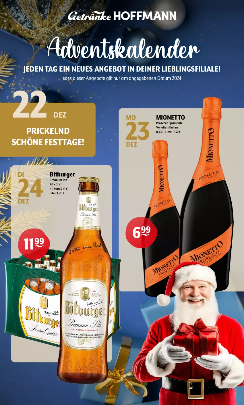 Aktueller Prospekt Getraenke Hoffmann - Prospekte - von 23.12 bis 31.12.2024 - strona 11 - produkty: angebot, angebote, bitburger, burger, ecco, mionetto, pils, premium pils, prosecco, puma, spumante, Ti