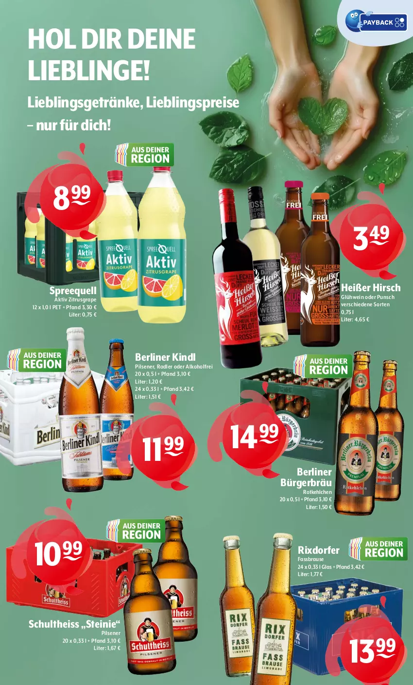 Aktueller Prospekt Getraenke Hoffmann - Prospekte - von 23.12 bis 31.12.2024 - strona 9 - produkty: alkohol, berliner, berliner kindl, brause, eis, fassbrause, getränk, getränke, Glühwein, pils, pilsener, radler, reis, Schultheiss, Spreequell, Ti, wein