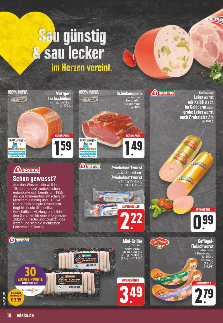 Aktueller Prospekt Edeka - Angebote der Woche - von 28.08 bis 02.09.2023 - strona 10 - produkty: asti, deka, eier, eis, fleisch, fleischwurst, Geflügel, Heu, knoblauch, LG, Mett, mettwurst, mit knoblauch, natur, obst, saft, schinken, tee, Ti, WICK, wurst, zwiebel, zwiebelmettwurst