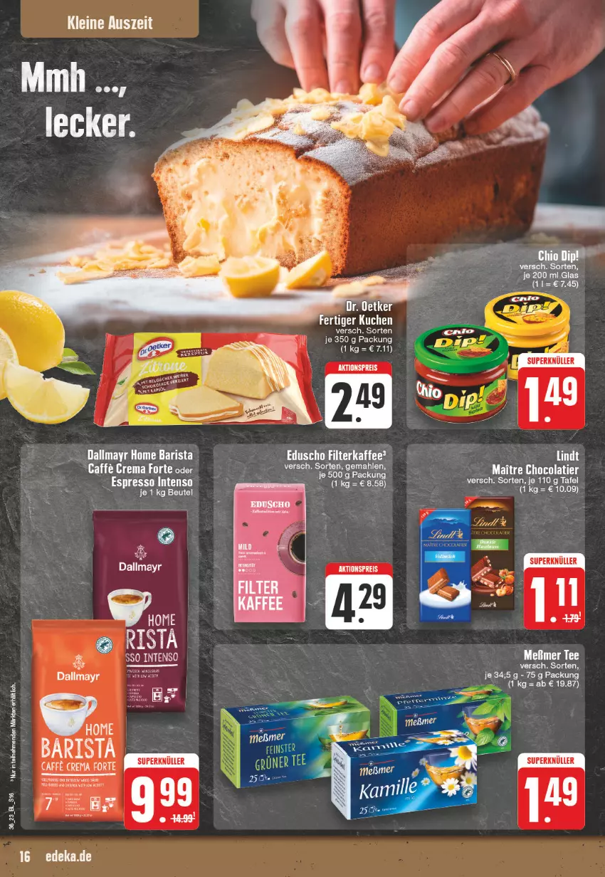 Aktueller Prospekt Edeka - Angebote der Woche - von 28.08 bis 02.09.2023 - strona 16 - produkty: dallmayr, eduscho, kuchen, leine, lindt, Ti