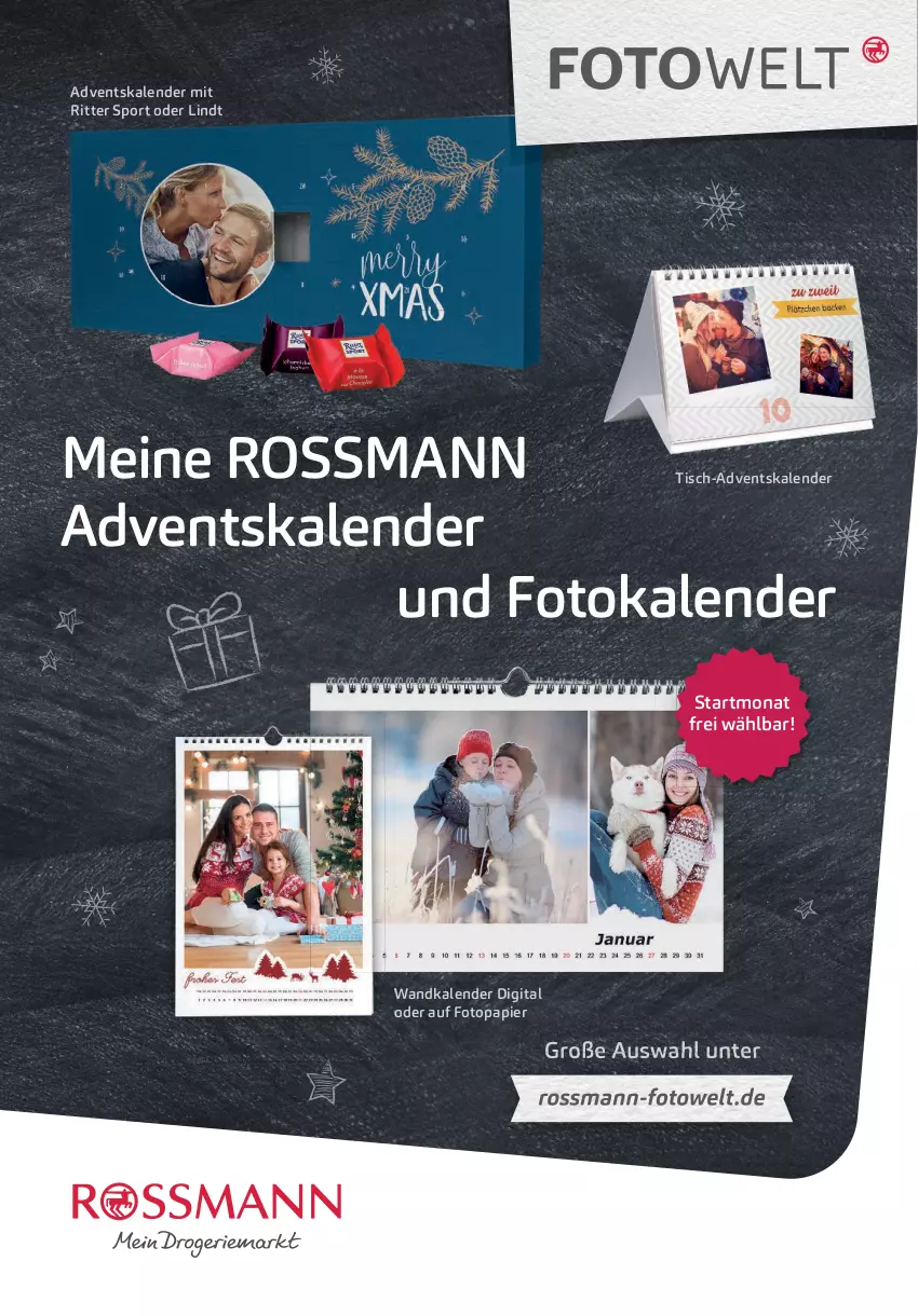 Aktueller Prospekt Rossmann - Prospekte - von 30.09 bis 01.11.2024 - strona 63 - produkty: Adventskalender, Fotokalender, lindt, ndk, papier, ritter, ritter sport, Sport, Ti, tisch, Wandkalender