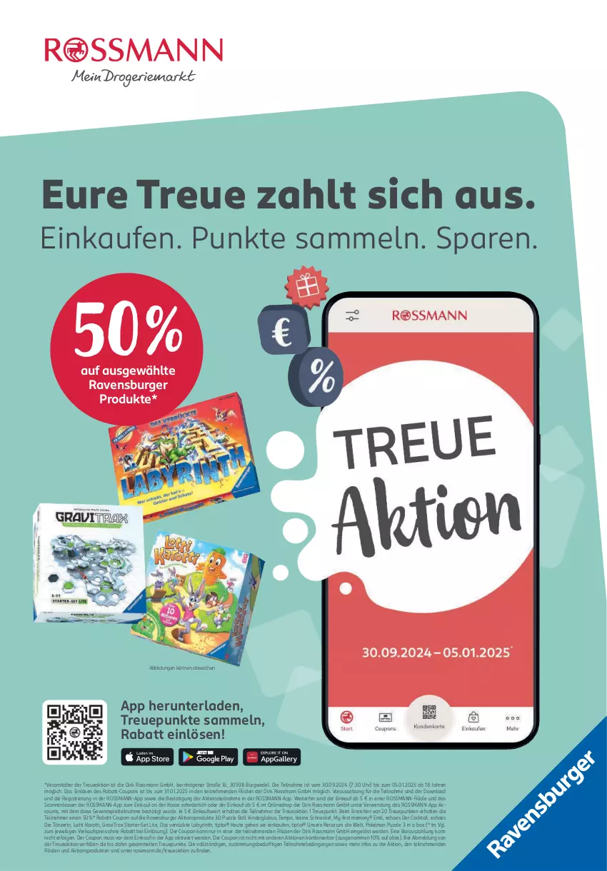 Aktueller Prospekt Rossmann - Prospekte - von 30.09 bis 01.11.2024 - strona 99 - produkty: ACC, ball, burger, cocktail, coupon, coupons, eis, erde, gewinnspiel, Heu, Kinder, leine, LG, Puzzle, rabatt-coupon, ravensburger, reis, rwe, Tempo, Ti, Tiptoi, uhr, wedel