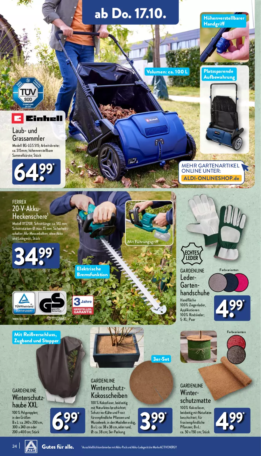 Aktueller Prospekt Aldi Nord - Von Montag - von 14.10 bis 19.10.2024 - strona 24 - produkty: akku, aldi, Brei, bürste, dell, elle, ferrex, Garten, handschuhe, heckenschere, kokos, ladegerät, LG, messer, Mode, natur, ohne akku und ladegerät, pflanze, pflanzen, Ria, rind, Schal, Schere, schuhe, Ti, topper, Winterschutz