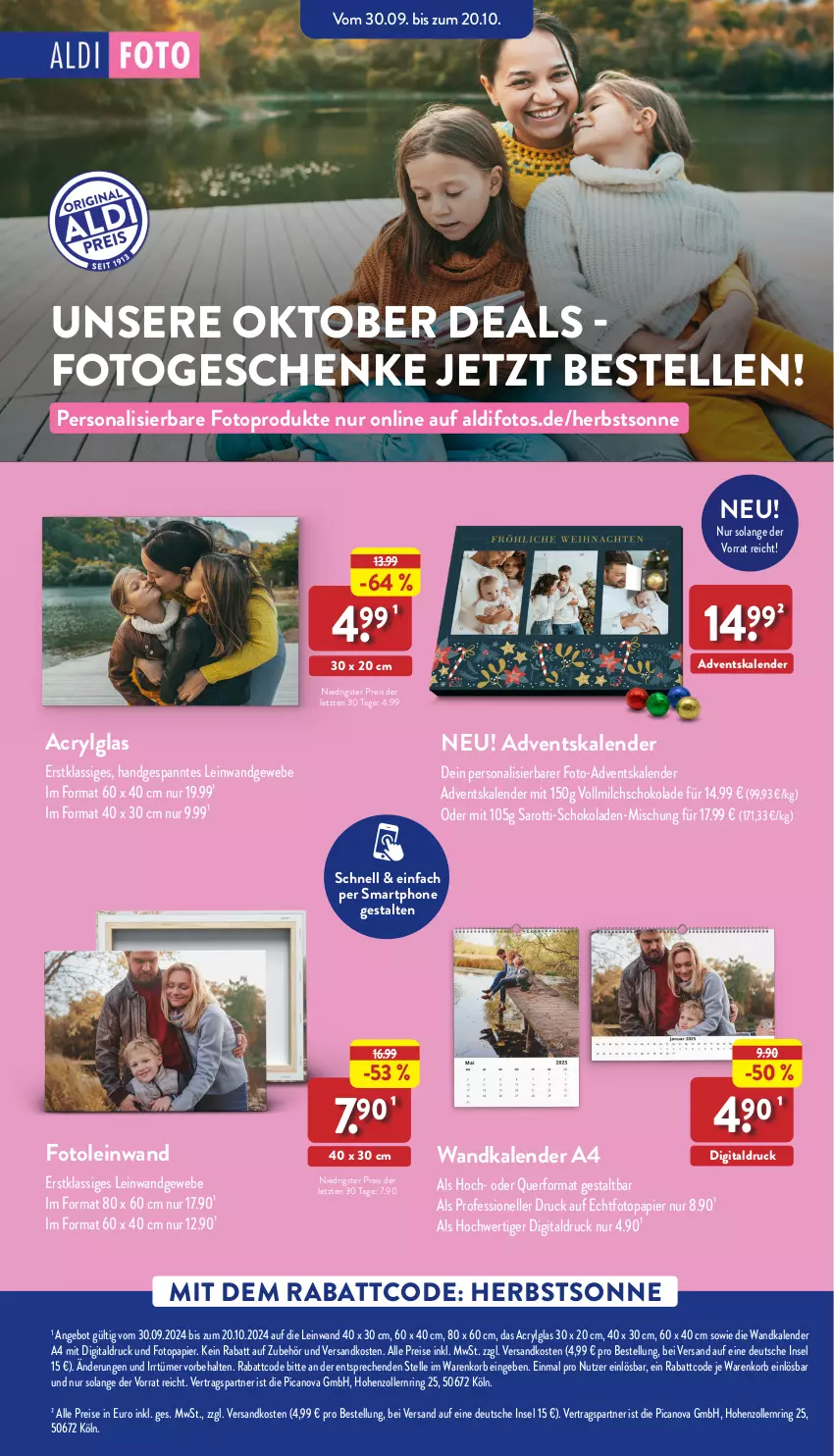 Aktueller Prospekt Aldi Nord - Von Montag - von 14.10 bis 19.10.2024 - strona 38 - produkty: Adventskalender, aldi, angebot, eis, elle, korb, LG, milch, ndk, papier, Persona, reis, ring, saro, sarotti, schoko, schokolade, schokoladen, smartphone, Ti, vollmilch, Wandkalender, ZTE