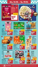 Gazetka promocyjna Aldi Nord - Von Montag - Gazetka - ważna od 19.10 do 19.10.2024 - strona 12 - produkty: aus der tiefkühlung, beutel, bonbons, cola, eis, eiskonfekt, erdnuss, flasche, gelee, gin, hafer, jumbo, karamell, kaugummi, korn, likör, mac, mais, Muffin, muffins, nuss, popcorn, riegel, schoko, schokolade, Southern Comfort, Ti, whiskey, ZTE