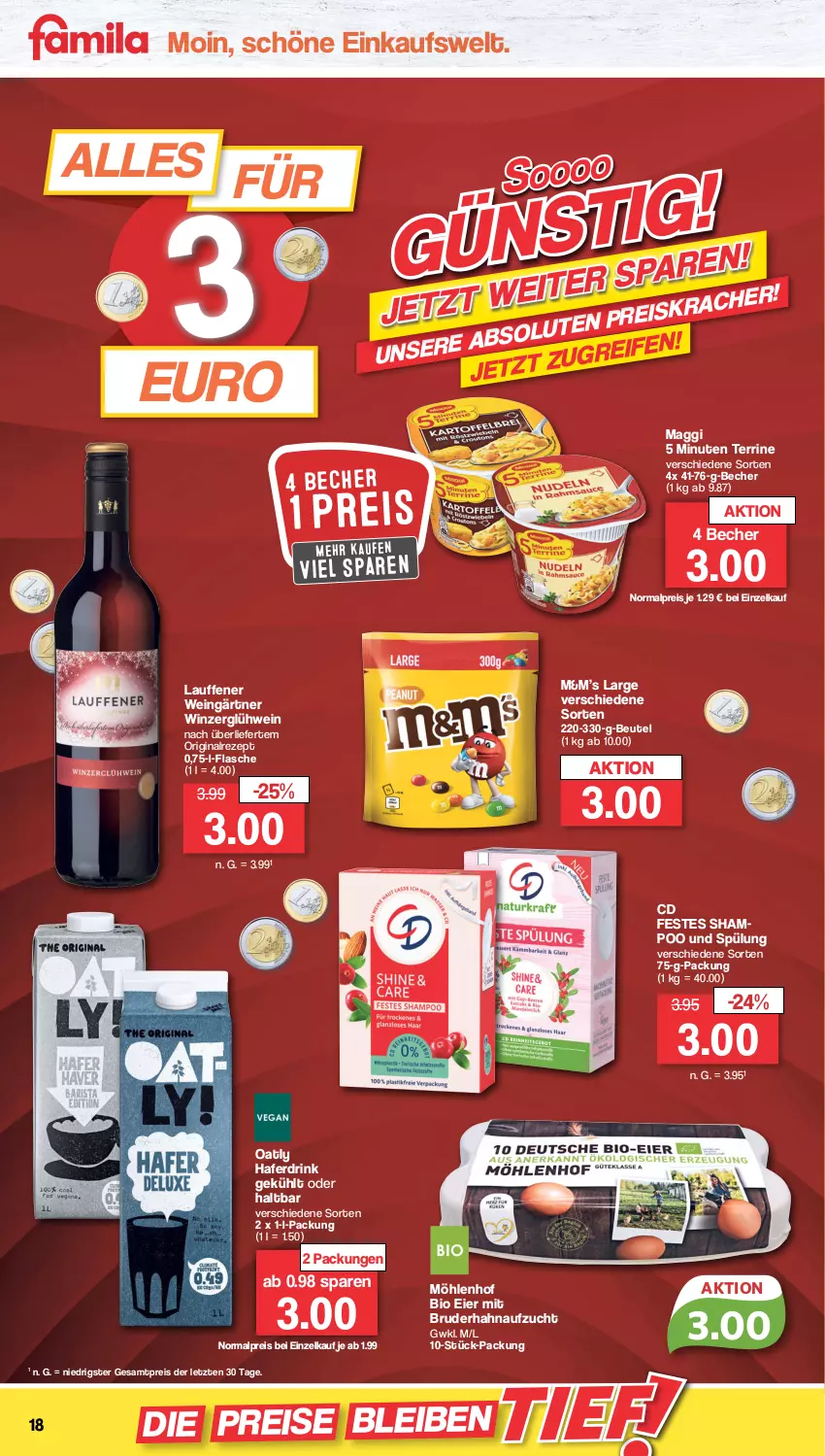 Aktueller Prospekt Famila - Prospekte - von 10.10 bis 15.10.2022 - strona 18 - produkty: Becher, beutel, bio, drink, eier, eis, flasche, gin, Glühwein, hafer, Haferdrink, maggi, reis, rezept, shampoo, spülung, terrine, Ti, wein, ZTE