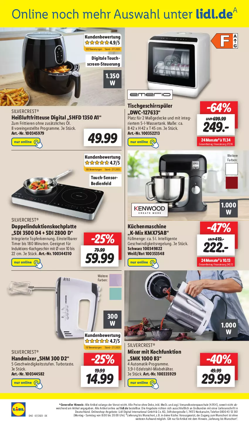 Aktueller Prospekt Lidl - Wochen-Highlights im Onlineshop - von 13.02 bis 19.02.2023 - strona 4 - produkty: angebot, angebote, auto, Behälter, decke, edelstahl, eis, elle, ente, fritteuse, geschirr, geschirrspüler, handmixer, Heißluftfritteuse, HP, Intel, küche, Küchen, küchenmaschine, latte, Mixer, ndk, reis, rel, Schal, Schale, silvercrest, telefon, Ti, Tiere, timer, tisch, topf, touchscreen, uhr, wasser, wassertank