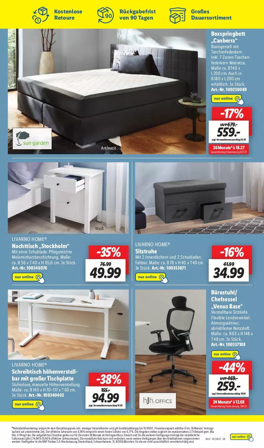 Aktueller Prospekt Lidl - Wochen-Highlights im Onlineshop - von 13.02 bis 19.02.2023 - strona 7 - produkty: auer, bett, boxspringbett, brie, chefsessel, eis, elle, erde, federkern, HP, latte, matratze, ndk, reis, ring, schreibtisch, schubladen, sessel, Sitztruhe, stuhl, Tasche, taschen, taschenfederkern-matratze, Ti, tisch, tischplatte, venus