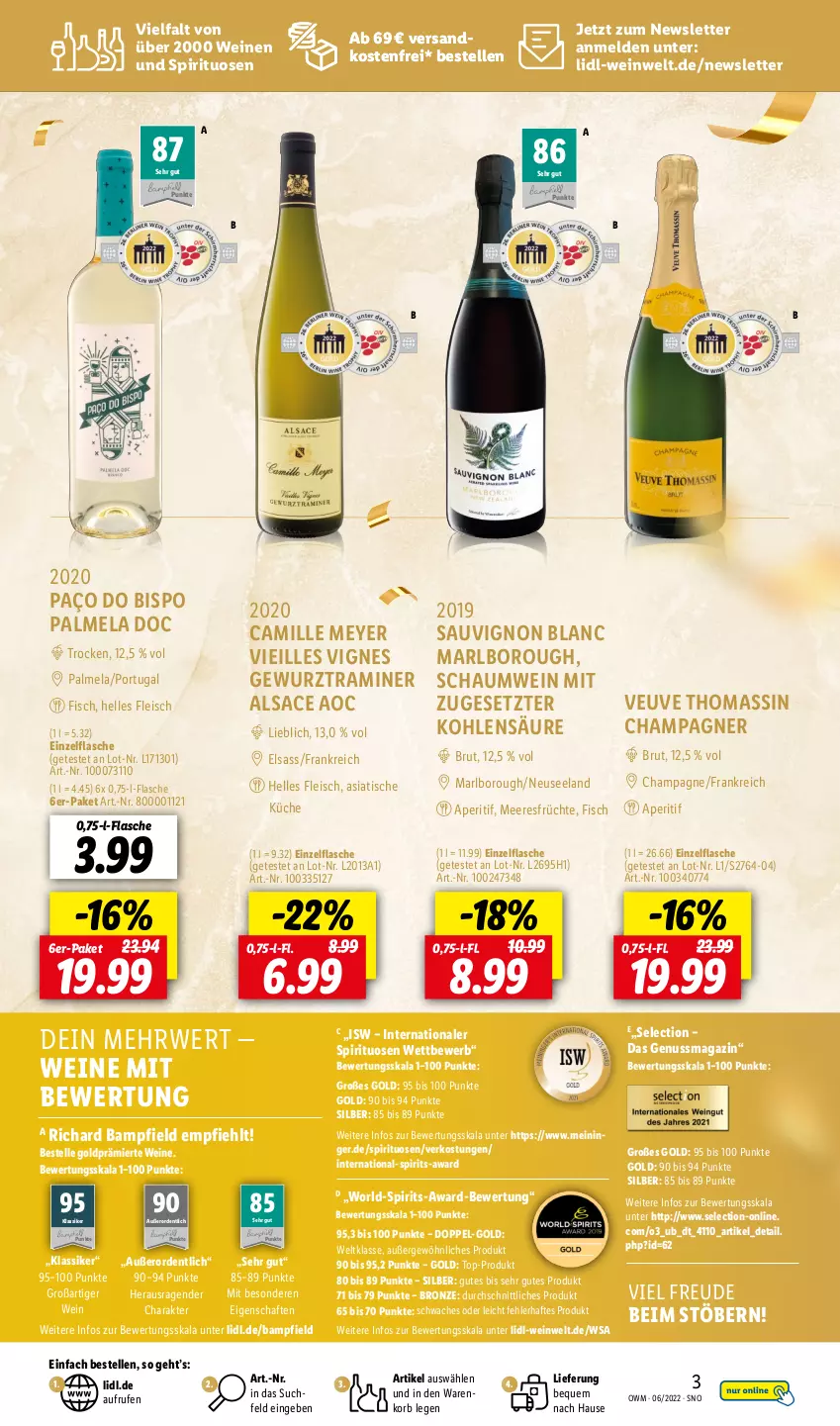 Aktueller Prospekt Lidl - Beste Weine für jeden Anlass - von 01.06 bis 30.06.2022 - strona 3 - produkty: aperitif, brut, champagne, champagner, eis, Elan, elle, fisch, flasche, fleisch, früchte, HP, korb, küche, magazin, meeresfrüchte, ndk, nuss, rwe, sac, sauvignon, sauvignon blanc, spirituosen, Ti, tisch, versandkostenfrei, wein, weine, ZTE