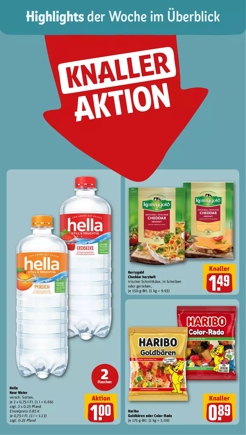 Aktueller Prospekt Rewe - Prospekte - von 29.07 bis 03.08.2024 - strona 2 - produkty: cheddar, eis, flasche, goldbären, haribo, hella, Käse, kerrygold, reis, schnittkäse, Ti