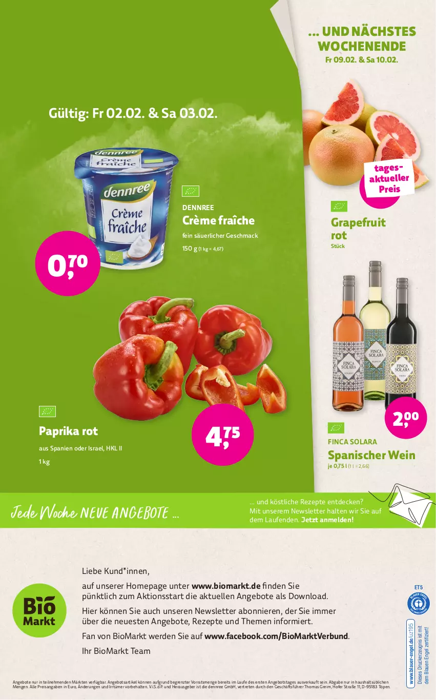 Aktueller Prospekt Denns Biomarkt - von 31.01 bis 13.02.2024 - strona 14 - produkty: angebot, angebote, auer, bio, crème fraîche, decke, dennree, drucker, eis, elle, Engel, erde, grapefruit, kerze, Laufen, mac, Omep, paprika, paprika rot, reis, rezept, rezepte, Ti, wein, ZTE