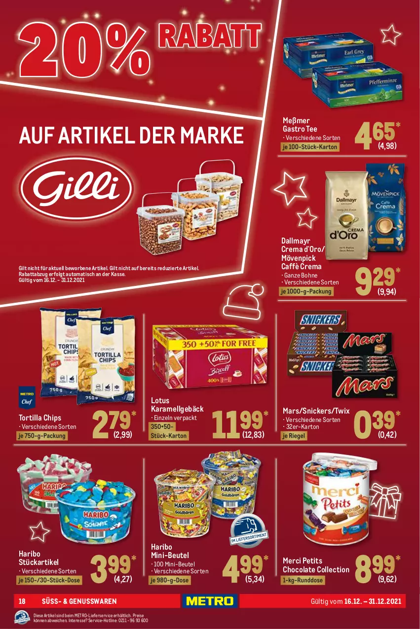 Aktueller Prospekt Metro - GastroJournal - von 16.12 bis 31.12.2021 - strona 18 - produkty: auto, beutel, bohne, caffè crema, chips, cola, dallmayr, eis, haribo, karamell, LG, lieferservice, mars, merci, Meßmer, Metro, mövenpick, nuss, reis, riegel, snickers, tee, Ti, tisch, tortilla, Tortilla Chips, twix