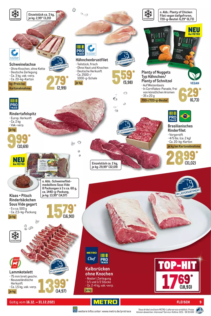 Aktueller Prospekt Metro - GastroJournal - von 16.12 bis 31.12.2021 - strona 9 - produkty: beutel, Brei, brustfilet, eis, filet, flakes, fleisch, hähnchenbrust, hähnchenbrustfilet, Kette, kotelett, lachs, lamm, lammkotelett, lieferservice, medaillons, Metro, nuggets, reis, rind, rinder, rinderfilet, Schal, Schale, schnitzel, schwein, schweine, schweinefilet, Schweinelachs, tafelspitz, Ti, wein, weine