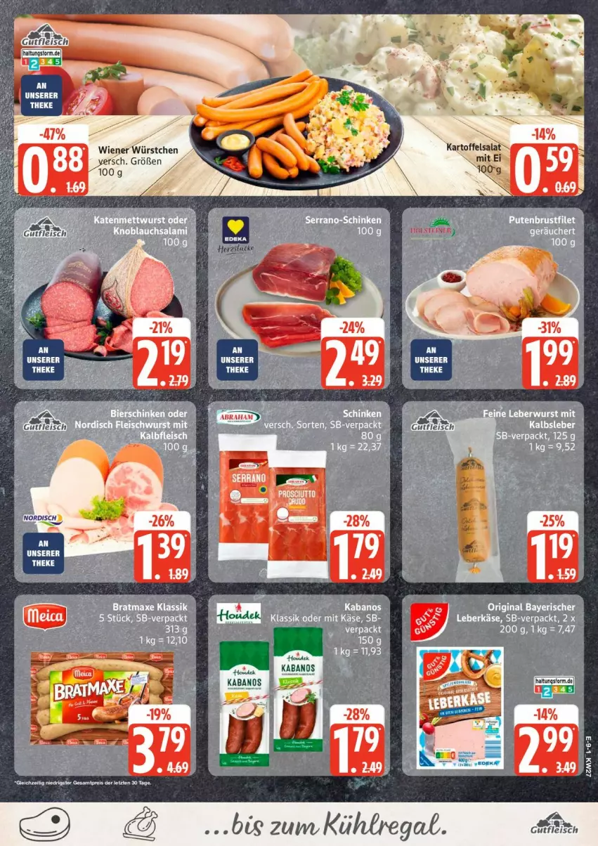 Aktueller Prospekt Edeka - Prospekte - von 29.06 bis 04.07.2026 - strona 10 - produkty: kabanos, wiener, wiener würstchen, würstchen