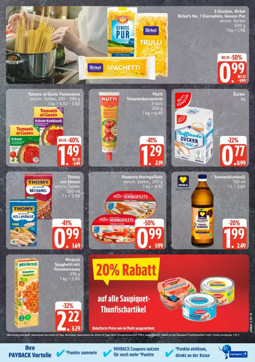 Aktueller Prospekt Edeka - Prospekte - von 29.06 bis 04.07.2026 - strona 14 - produkty: coupon, coupons, eis, filet, filets, hering, Herings, heringsfilets, nuss, payback, reis, ring, saupiquet, Ti