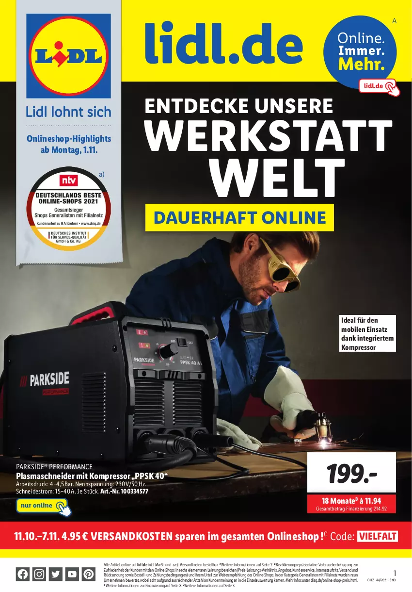 Aktueller Prospekt Lidl - Onlineshop-Highlights der Woche - von 01.11 bis 07.11.2021 - strona 1