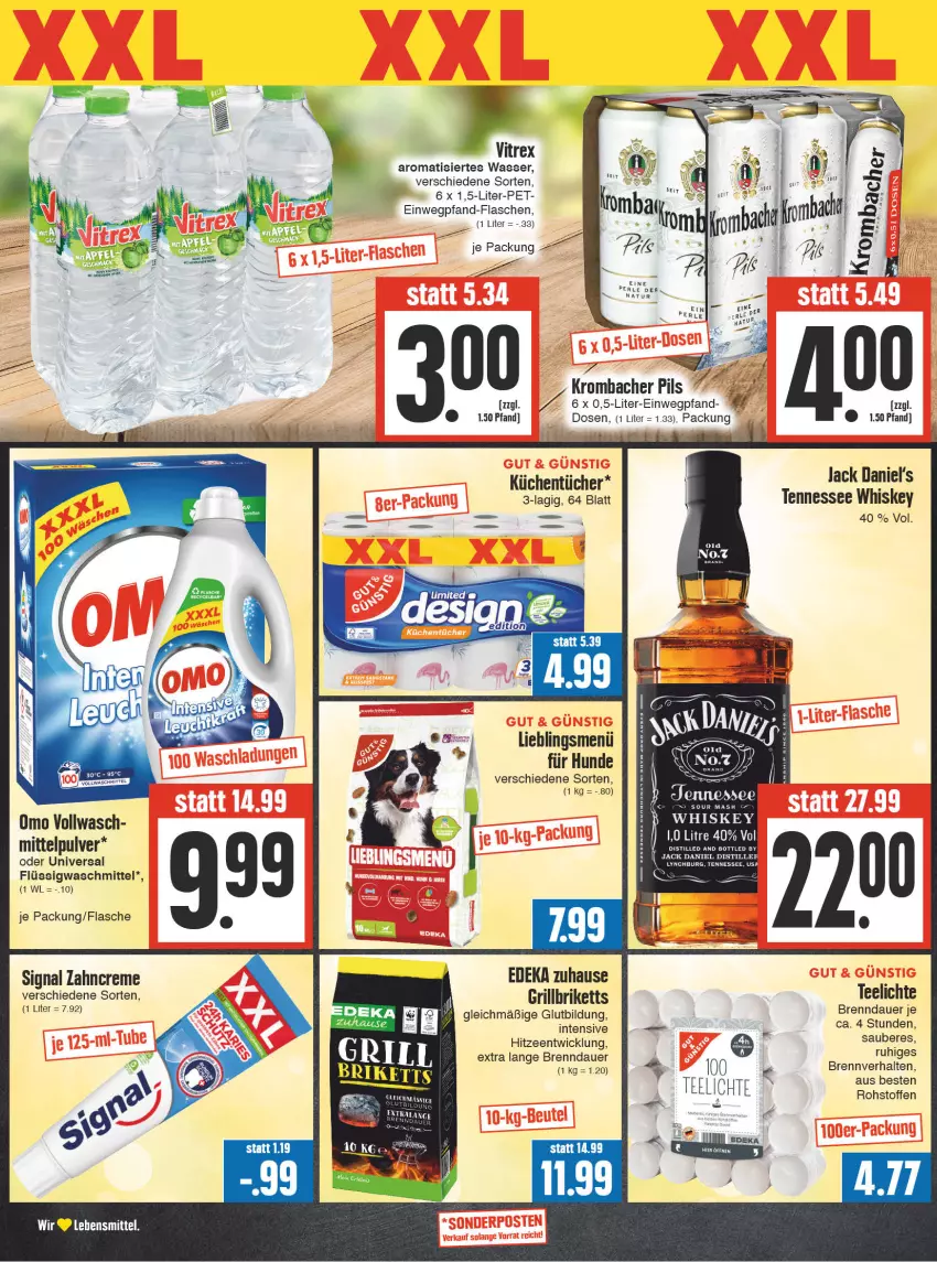 Aktueller Prospekt E Center - Angebote der Woche - von 18.09 bis 23.09.2023 - strona 10 - produkty: auer, becks, briketts, creme, deka, flasche, grill, grillbriketts, jack daniel, jack daniel's, lebensmittel, pils, Signal, tee, Teelicht, teelichte, tennessee whiskey, Ti, vitrex, waschmittel, wasser, whiskey, WICK, zahncreme