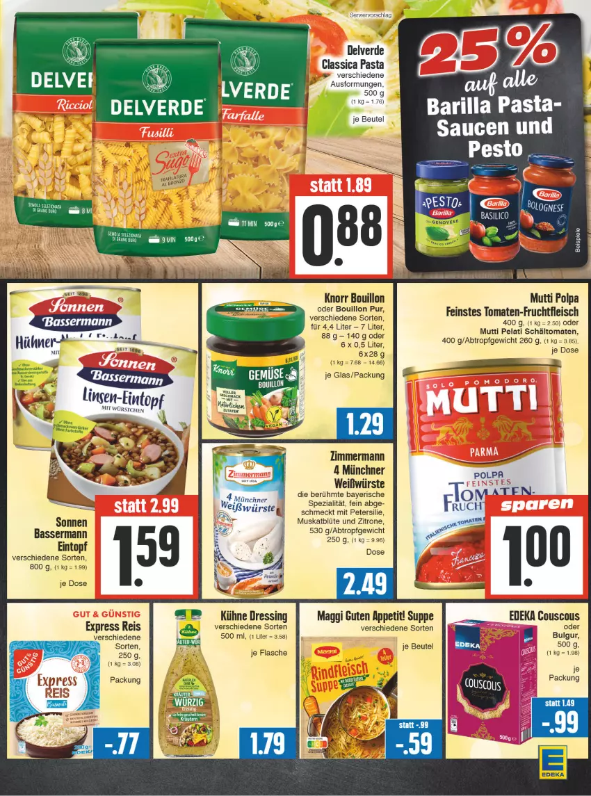 Aktueller Prospekt E Center - Angebote der Woche - von 18.09 bis 23.09.2023 - strona 11 - produkty: barilla, beutel, Blüte, bulgur, couscous, deka, dressing, eintopf, eis, ente, erde, flasche, hühner, knorr, Kühne, LG, maggi, Mutti, pasta, pesto, petersilie, reis, sauce, saucen, Spezi, suppe, Ti, tomate, tomaten, topf, zitrone