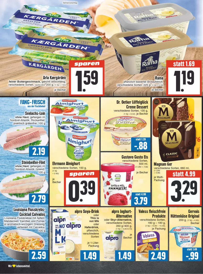 Aktueller Prospekt E Center - Angebote der Woche - von 18.09 bis 23.09.2023 - strona 6 - produkty: almighur, almighurt, alpro, arla, aufstrich, Becher, bio, brot, brotaufstrich, butter, cocktail, creme, dessert, Dr. Oetker, dressing, drink, ehrmann, ehrmann almighurt, eis, filet, fisch, fischtheke, fleisch, gervais, gin, hafer, Haferdrink, joghur, joghurt, karotten, Käse, Krebs, lachs, lebensmittel, LG, Löffel, mac, magnum, mandarine, mandarinen, Skyr, soya, Steinbeißer, Ti, tisch